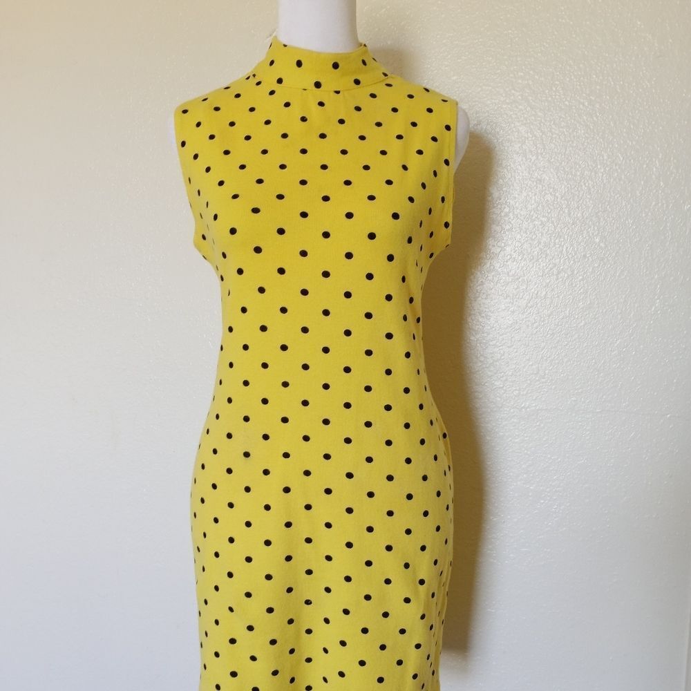 Yellow polkadot mini dress